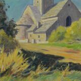 Jacques-Auguste COLIN (1925-) Church of St Martin de Laives in Burgundy Oil on canvas signed