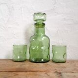 Carafe vert sauge et ses deux verres