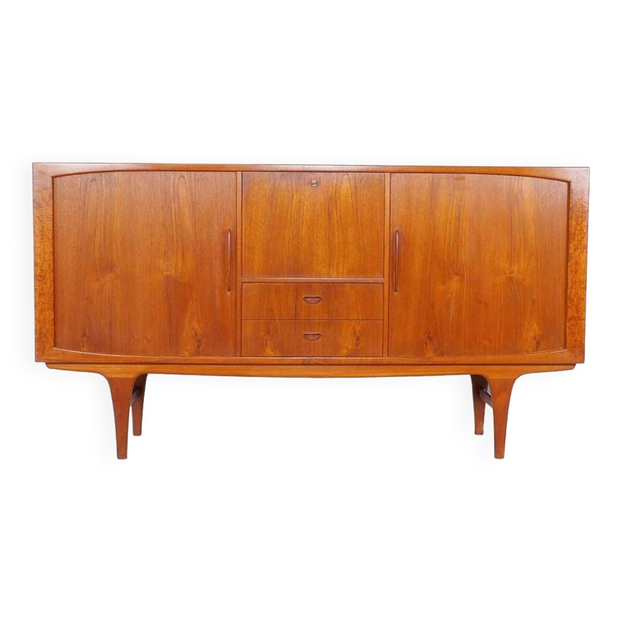 Danish Highboard with Tambour Doors, 1960s