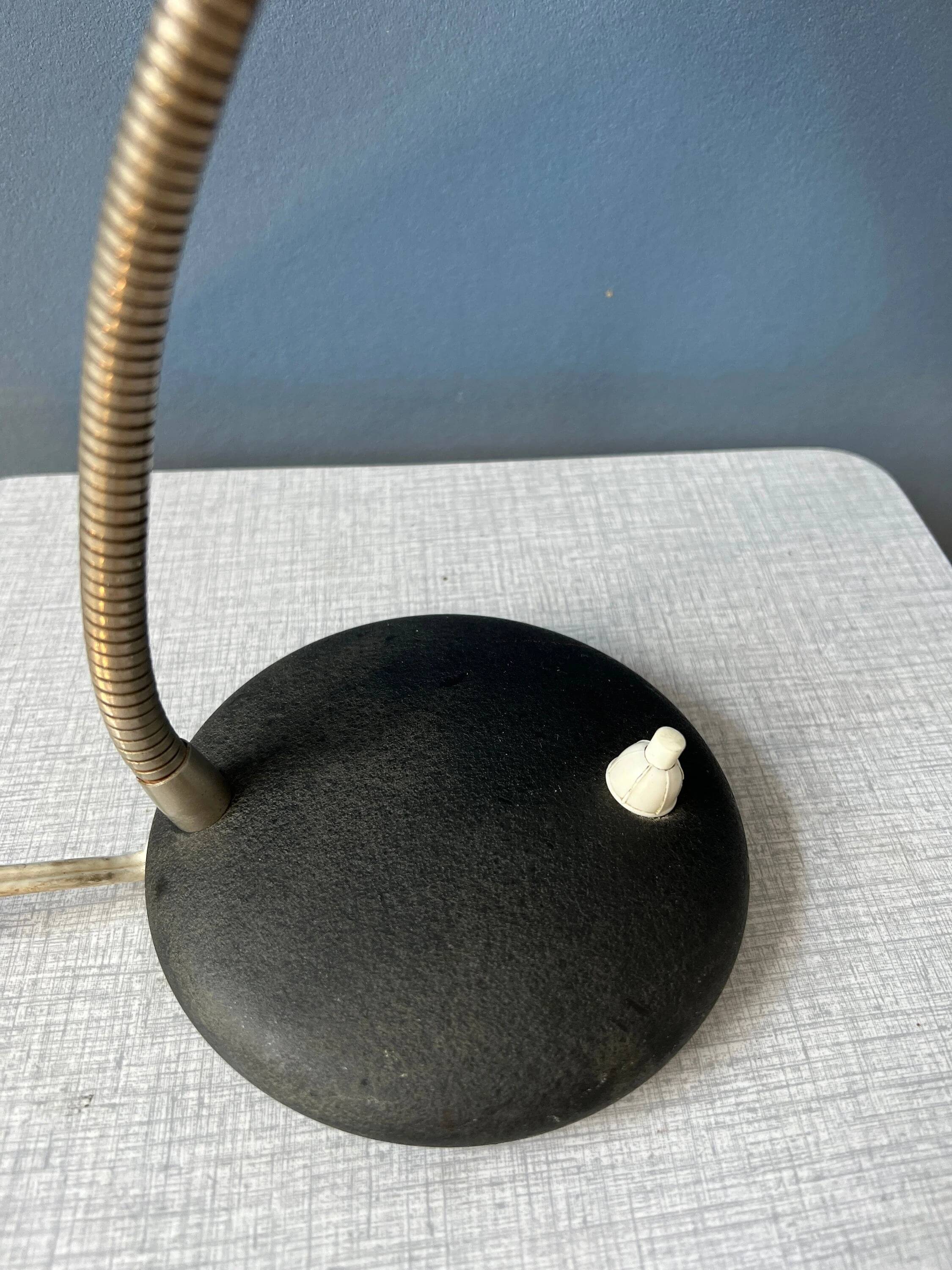 Small black metal desk lamp in Bauhaus style.