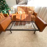 2-seater brown leather sofas from the 60s