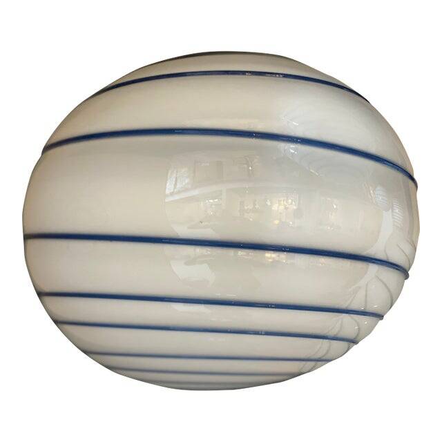 Murano Style Glass Pendant Swirling Blue and White