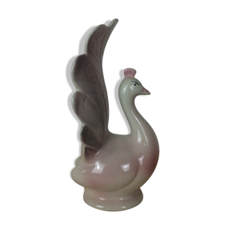 Vintage pink peacock zoomorphic vase