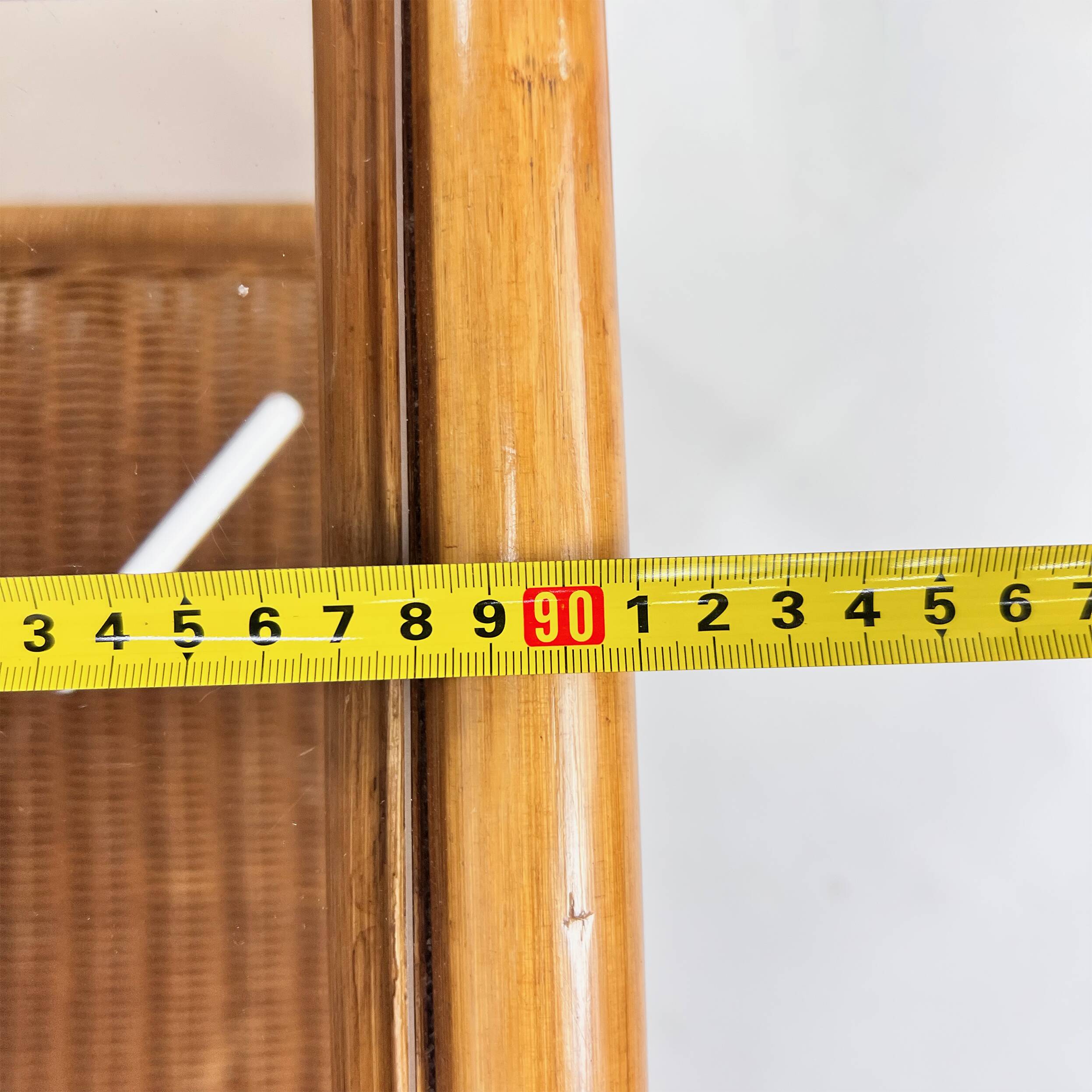 Bamboo and rattan coffee table with smoked glass top, 1970s