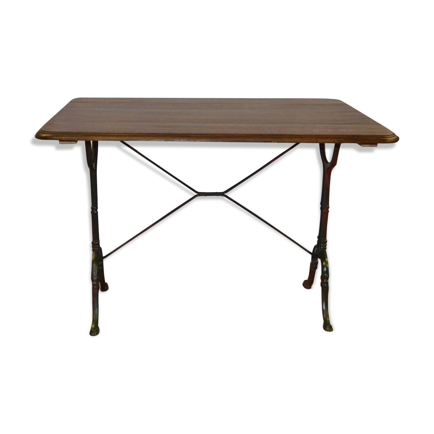 Table bistro with base in cast iron and top in oak