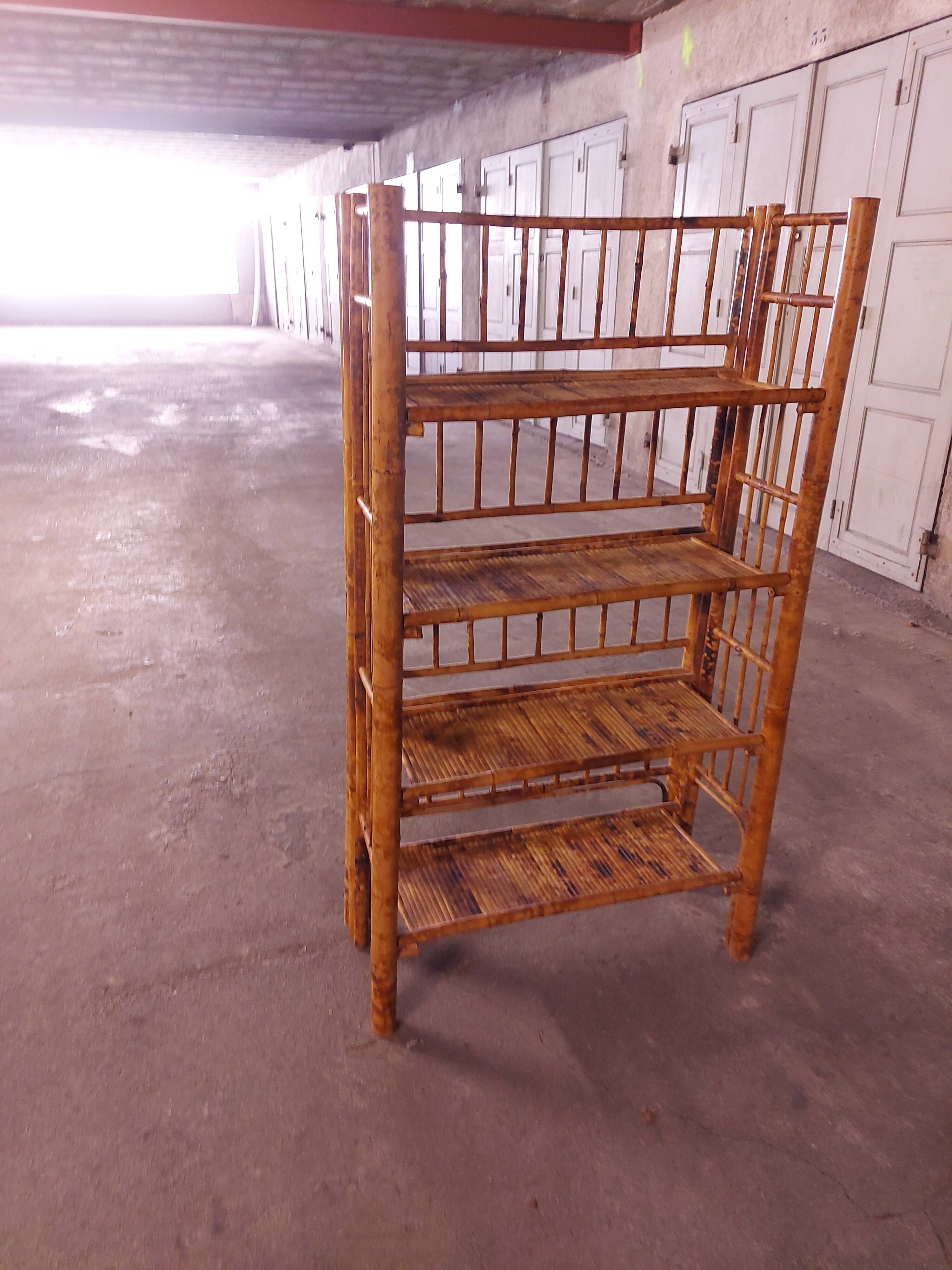 Vintage folding bamboo shelf