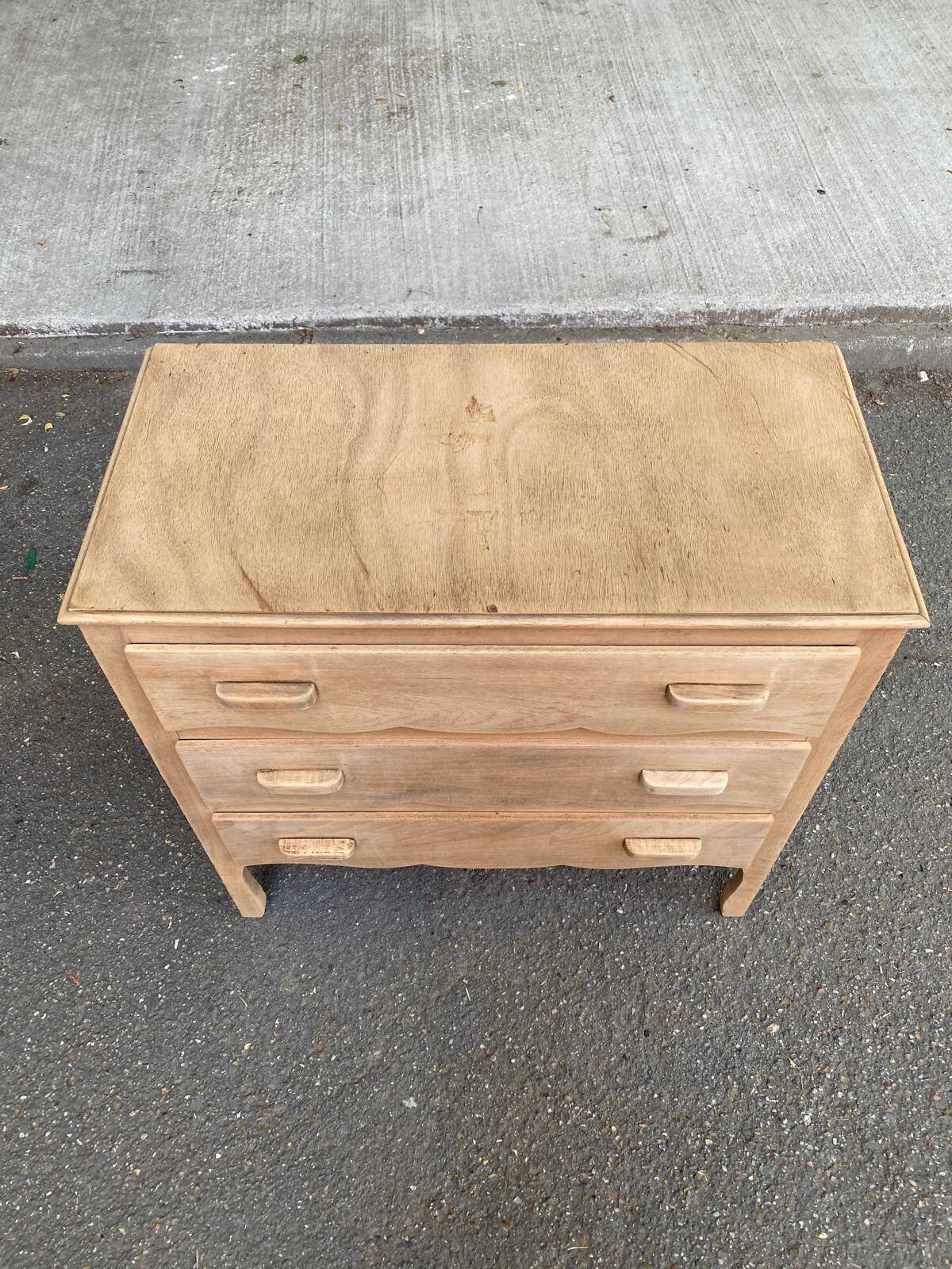 Commode art déco rénovée en bois brut 1930