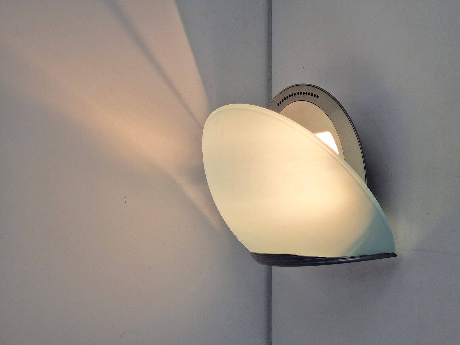Shell Glass & Metal Wall Lamp by Alvaline Bologna, Italy, 1980s