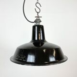 Industrial Black Enamel Hanging Lamp from Reluma, 1950s