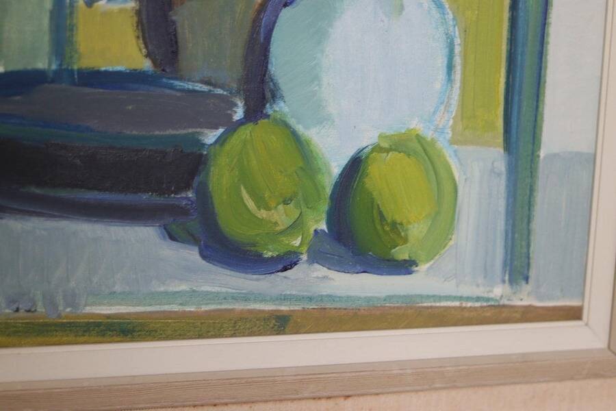 Original mid-century Swedish oil on canvas – “Still Life” by Arthur Nilsson – vintage & framed – 62 × 71 cm
