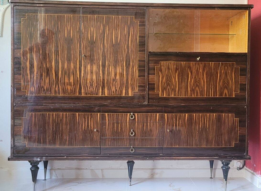 Buffet vitrine style art déco en bois