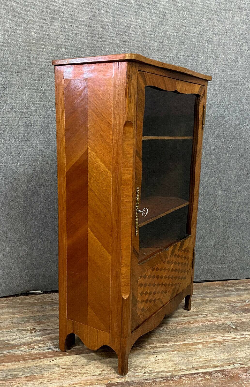 Louis XV bookcase in precious wood marquetry circa 1850