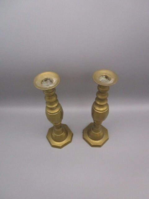 Pair of brass candle holders