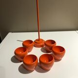 6 coquetiers en bois orange