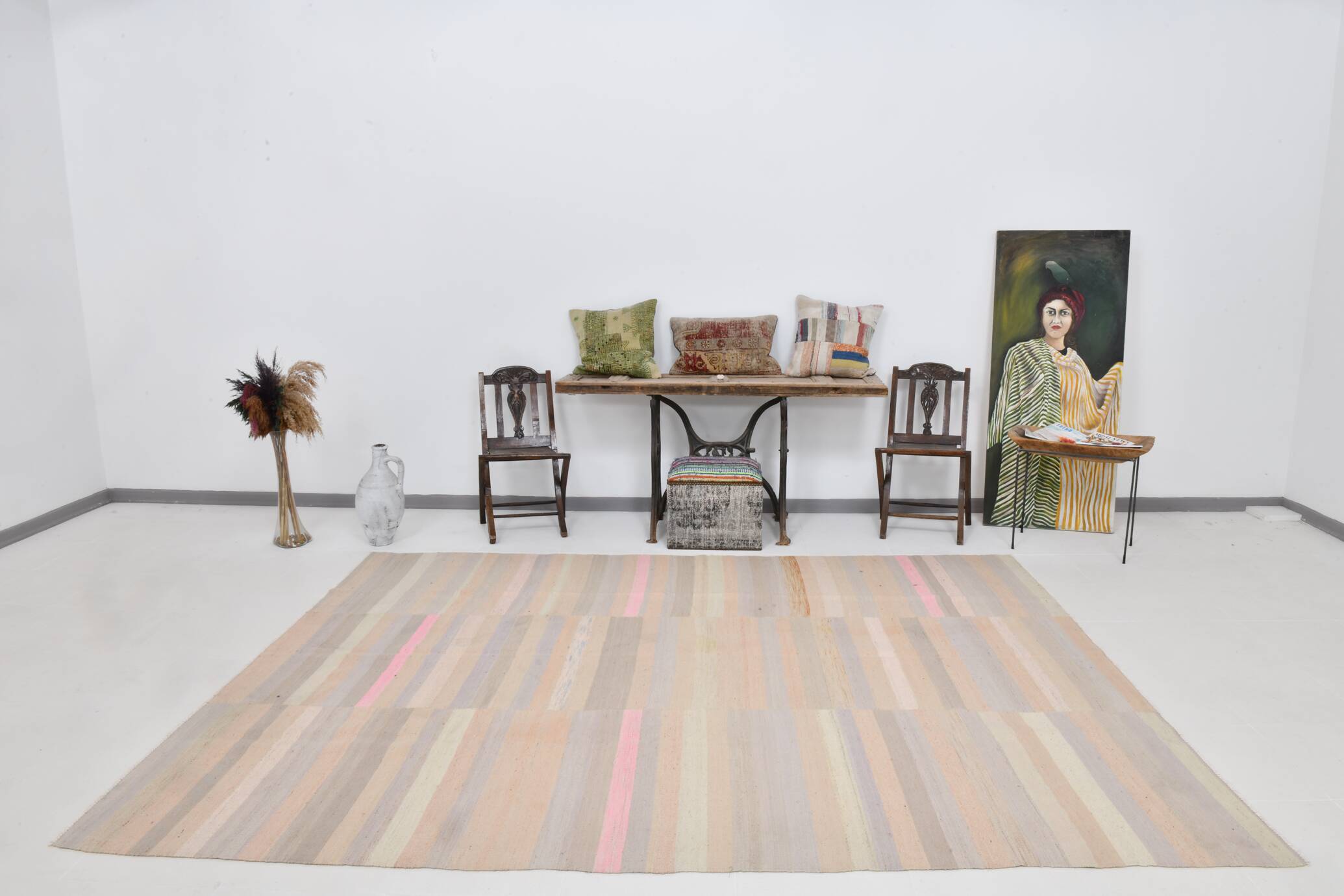 8x10 Salmon & Blue Soft Vintage Rug, 229x311Cm SK33342