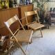Pair of folding wooden chairs and vintage cannage