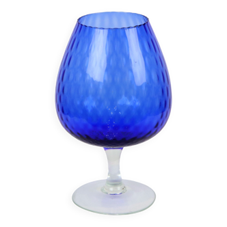 Empoli Italie Vase Bleu Cobalt Verre Brandy Cognac Sixties 26cm