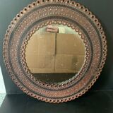 Round mirror leather frame 50cm