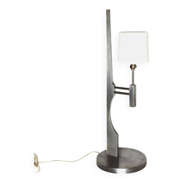 Brushed aluminium table lamp by Pierre Vandel, 1946