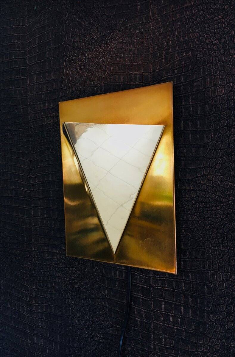 Postmodern Brass Wall Lamp Sconce from Liro, Belgium, 1980s