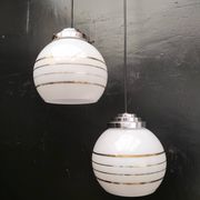 Pair of opaline pendant lights
