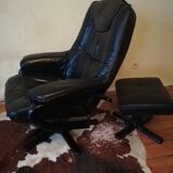 Vintage Danish leather armchair and ottoman