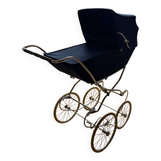 Vintage navy blue velvet pram