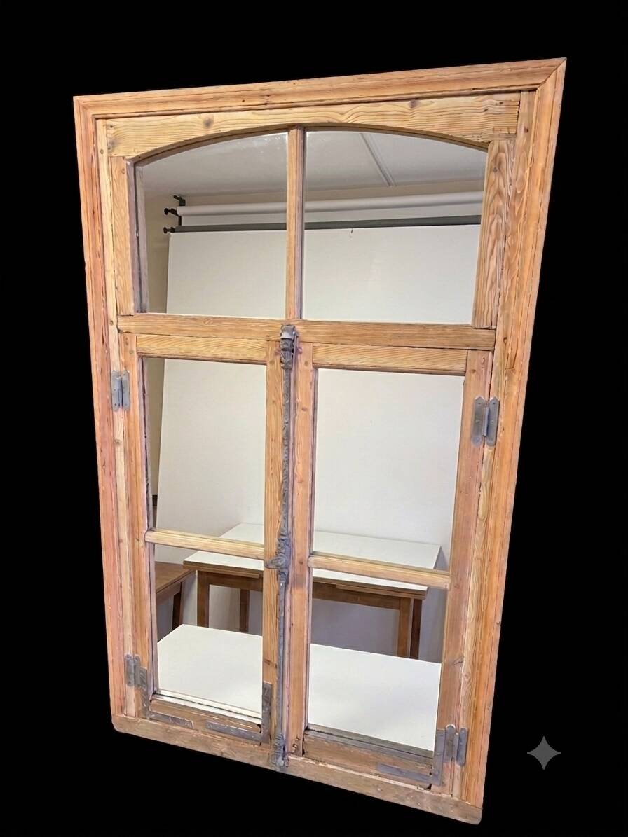 Pine window mirror from the 19th century.