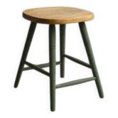 Tabouret en pin peint au lait, années 1960