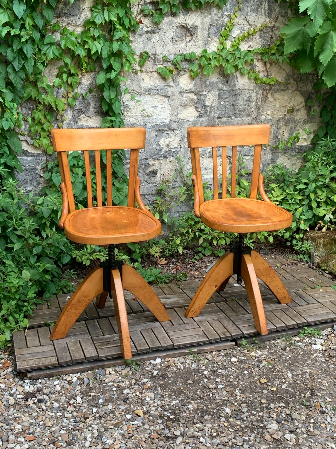 Pair of Baumann rotating screw chairs 1960