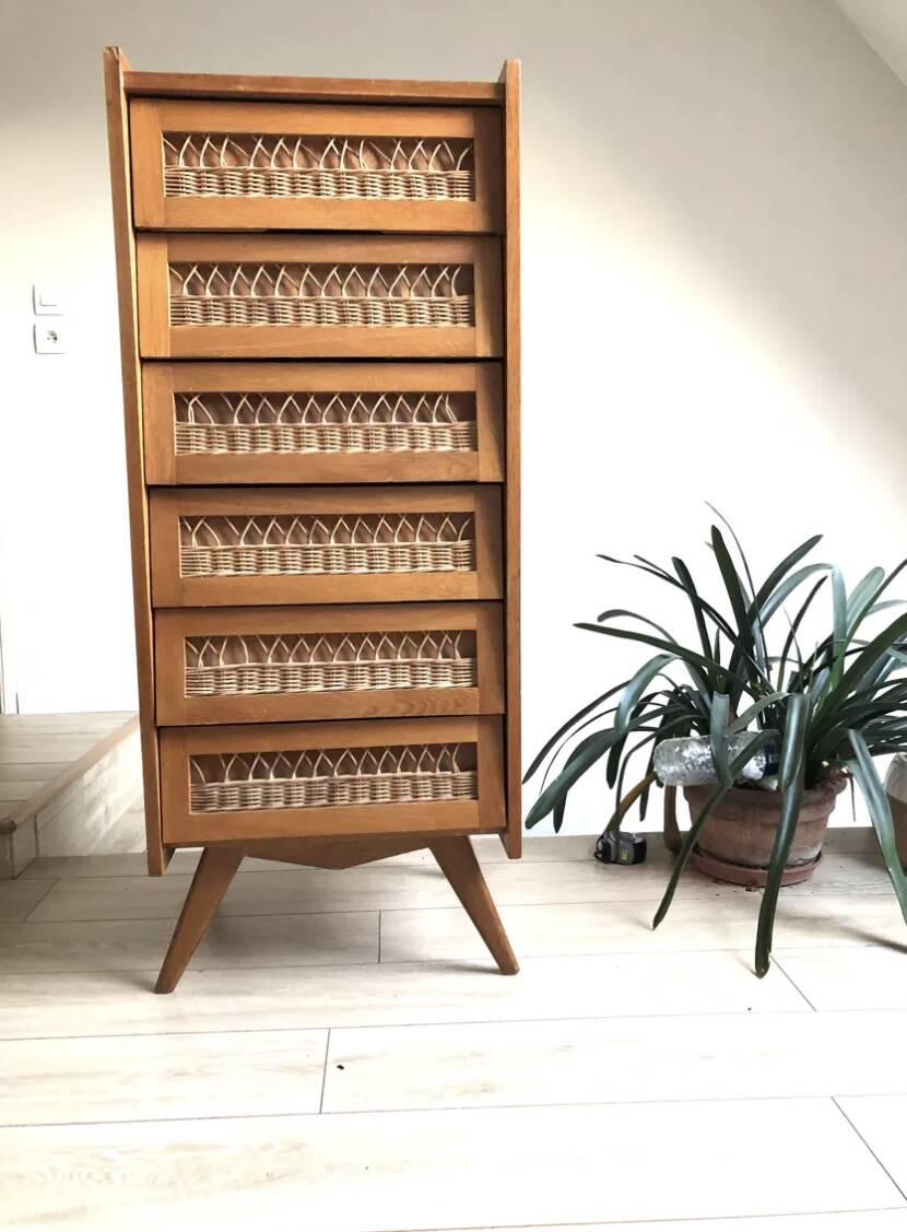 Commode /Chiffonnier bois et rotin