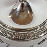 Silver sugar bowl with paw feet and ornate handles