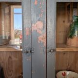 Glazed enfilade antique workbench – blue patina