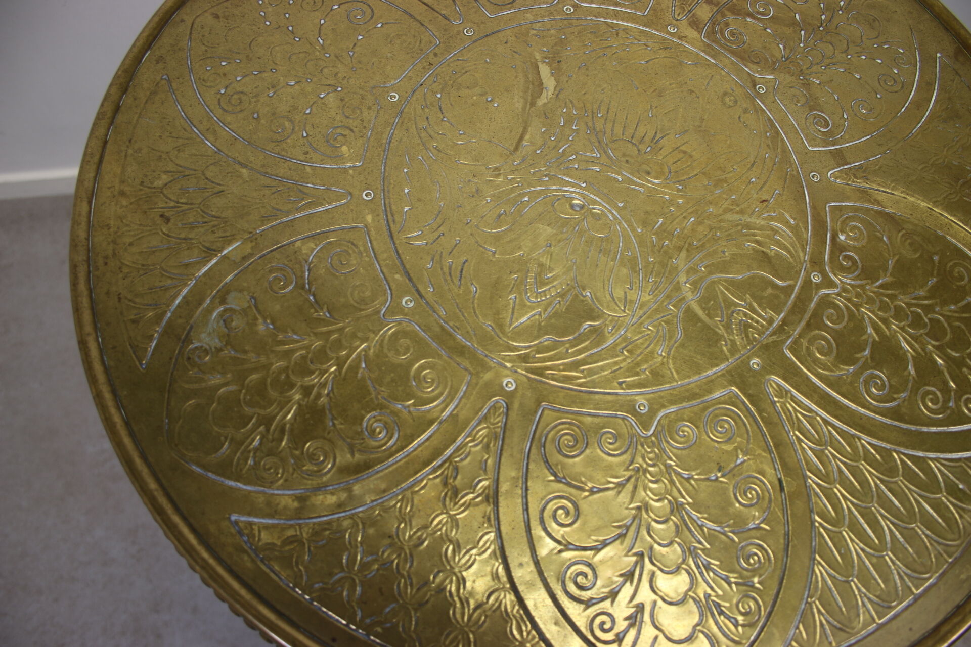 Round copper side table from the 50 years