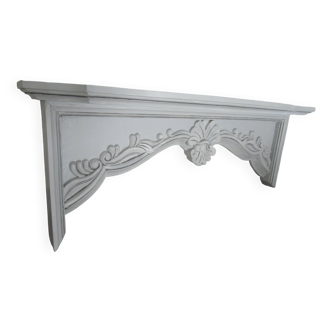 Console wall shelf carved in light gray wood - large - very good condition