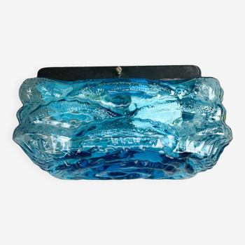 Rectangular blue glass fush mount lamp