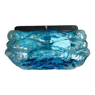 Rectangular blue glass fush mount lamp