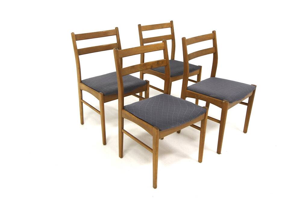 Set of 4 Scandinavian beech chairs, Sweden, 1960