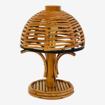 Rattan table lamp, Italy 60s