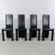 Cidue Style Black Sadle Leather High Back Italian Design Dining Chairs 70s