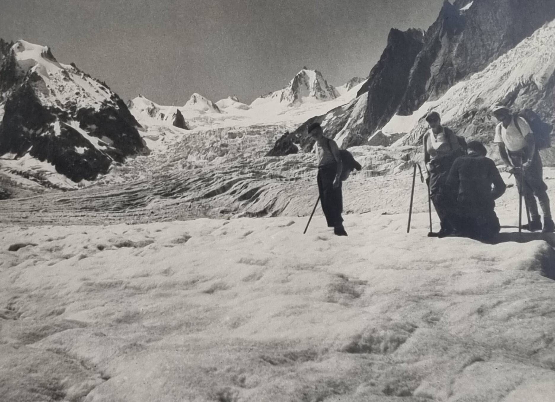 Antique photogravure, Leschaux Glacier, Chamonix, 1930s-1950s, 40x30 cm