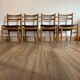 Series of 4 wooden & imitation leather chairs