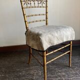 Chair in gilded wood and linen Napoleon III