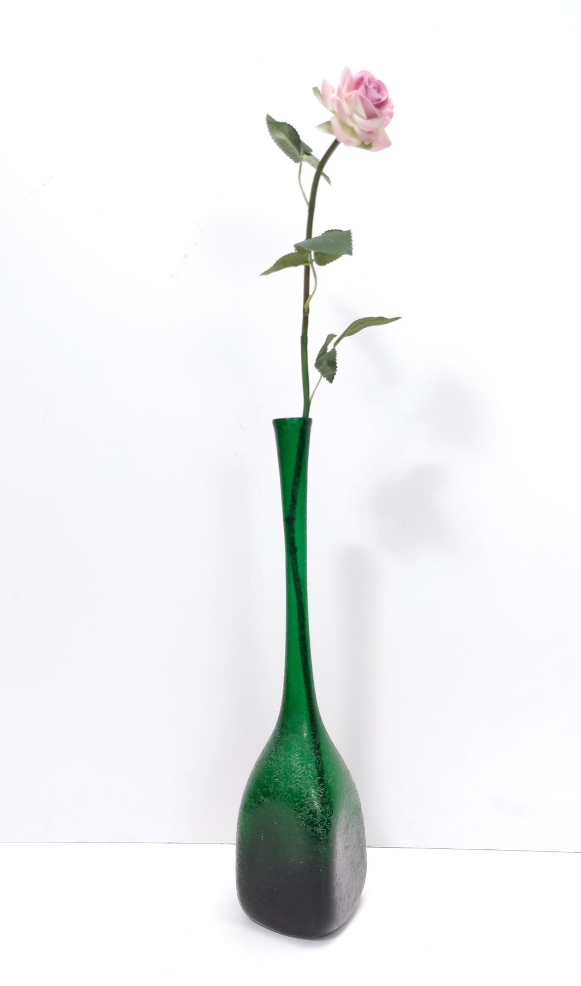 Vintage Emerald Green Corroso Murano Glass Vase by Seguso, Italy
