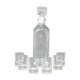 Italian vintage crystal decanter with 6 crystal glasses signed Luigi Bormioli 1970s