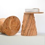 Pair of Leaf design rattan side tables