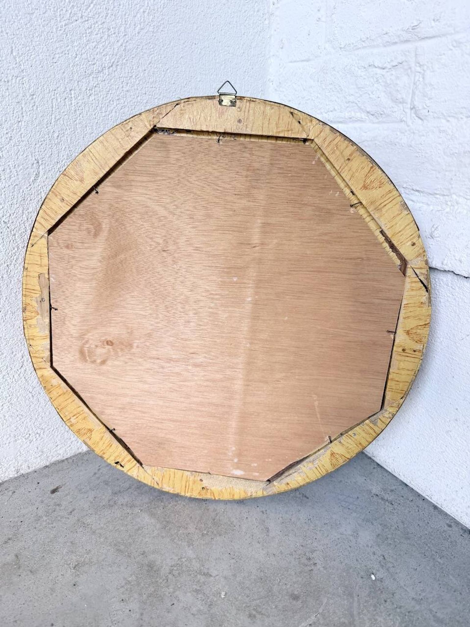Woven wicker round mirror 1960