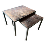 Nested copper tables by Herbert Hirche for Rosenthal, Germany, 1970s.