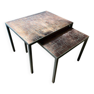 Nested copper tables by Herbert Hirche for Rosenthal, Germany, 1970s.
