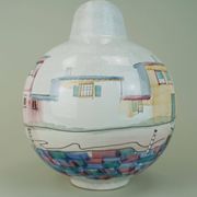 very beautiful mid century VASE by jawe hand-painted decor 'capri' 1950s